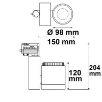 3-Phasen Schienen-Strahler fokussierbar, 35W,...